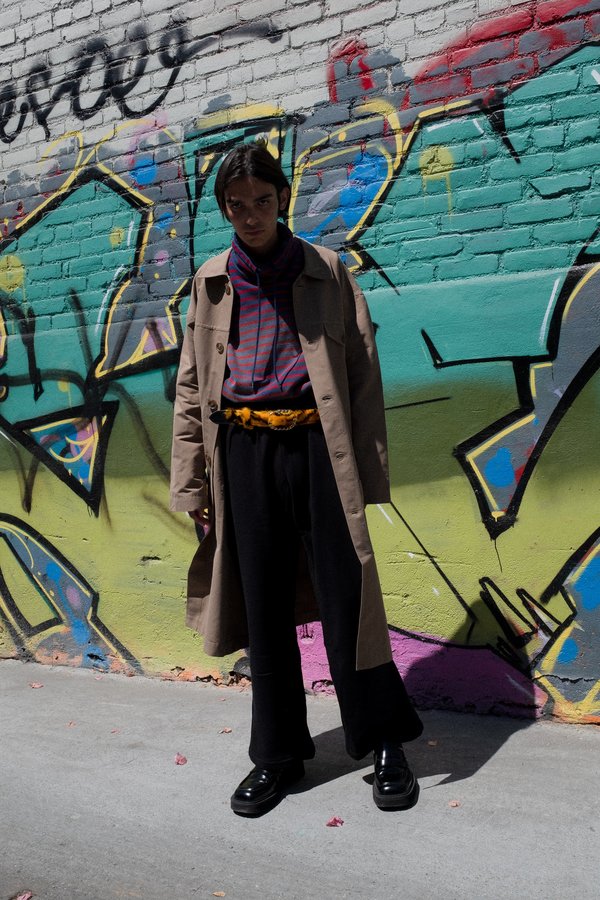 Martine Rose Sunbleached Red Striped Batwing Drawcord Pullover