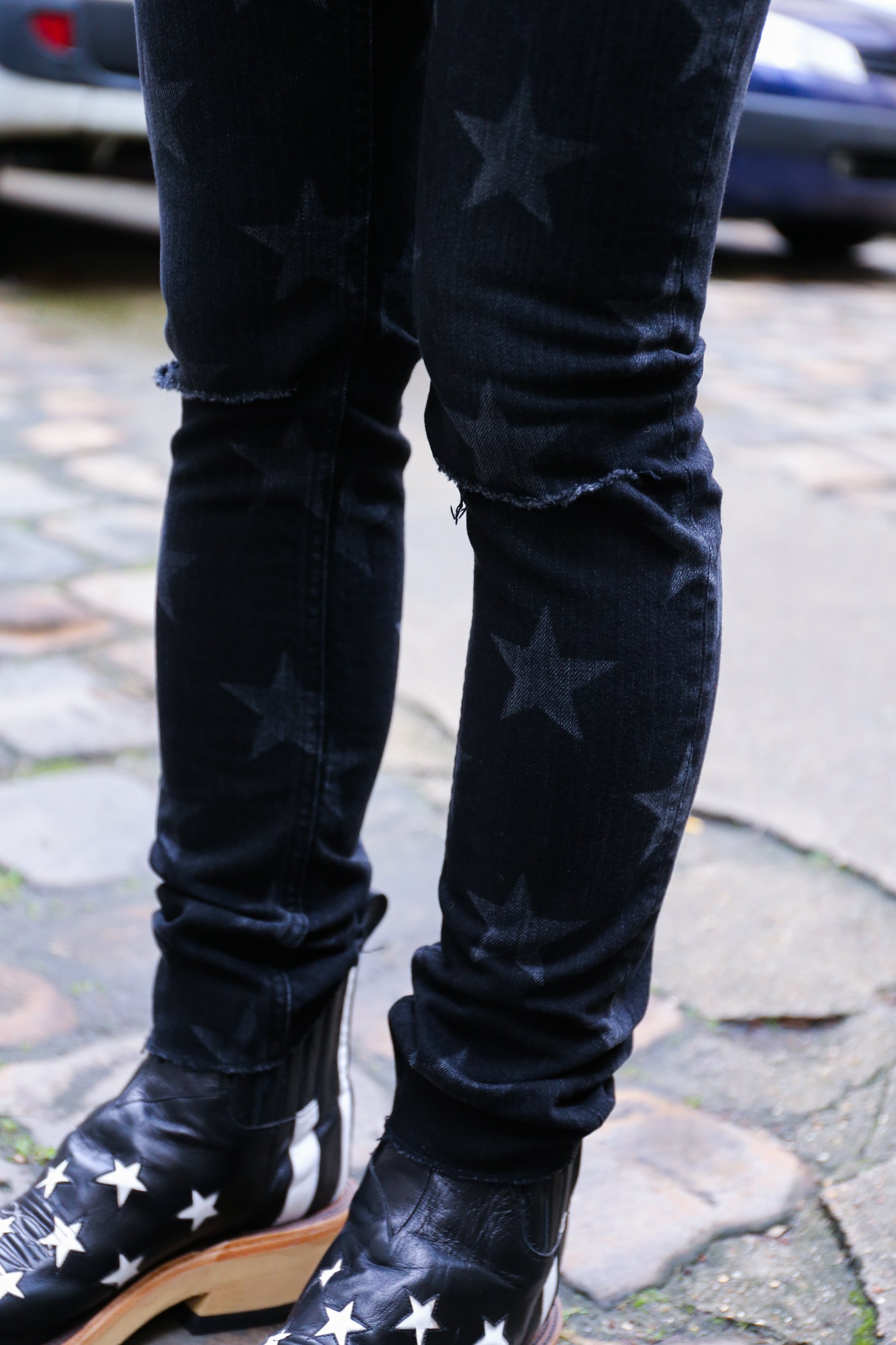 TAKAHIROMIYASHITA The Soloist. Star Stretch Slim Slit Knee Denim