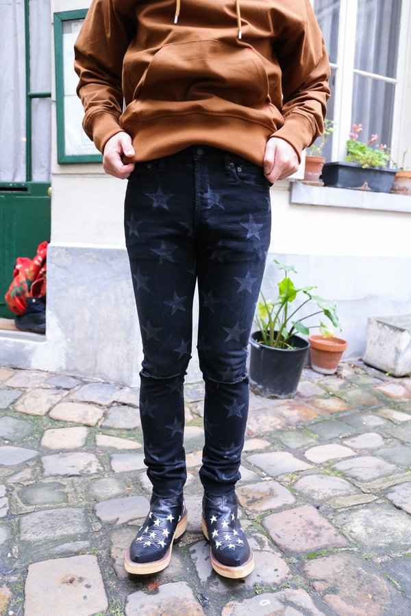 TAKAHIROMIYASHITA The Soloist. Star Stretch Slim Slit Knee Denim