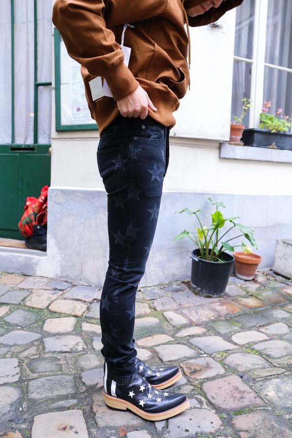 TAKAHIROMIYASHITA The Soloist. Star Stretch Slim Slit Knee Denim
