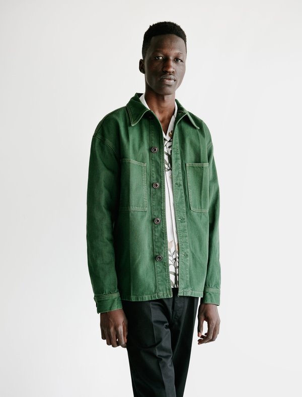 Lemaire Overshirt - Denim Clover Green | Garmentory