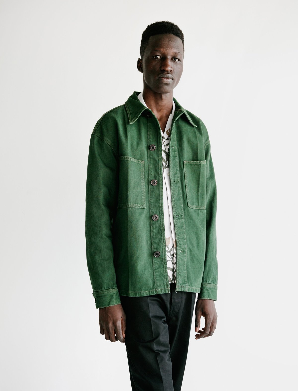 Lemaire Overshirt - Denim Clover Green | Garmentory