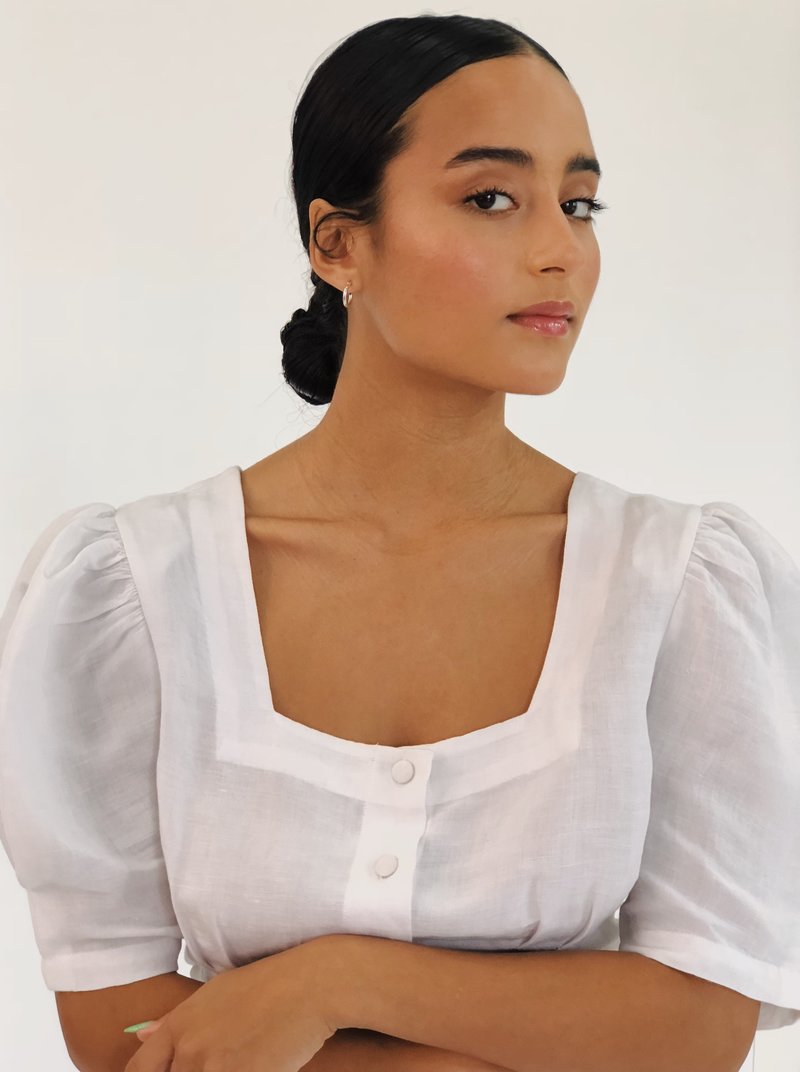 Hannah Kristina Metz Linen Harriet Blouse - White