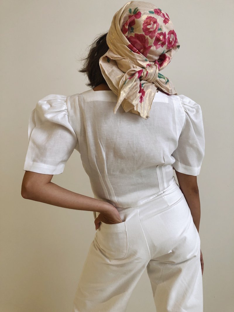 Hannah Kristina Metz Linen Harriet Blouse - White