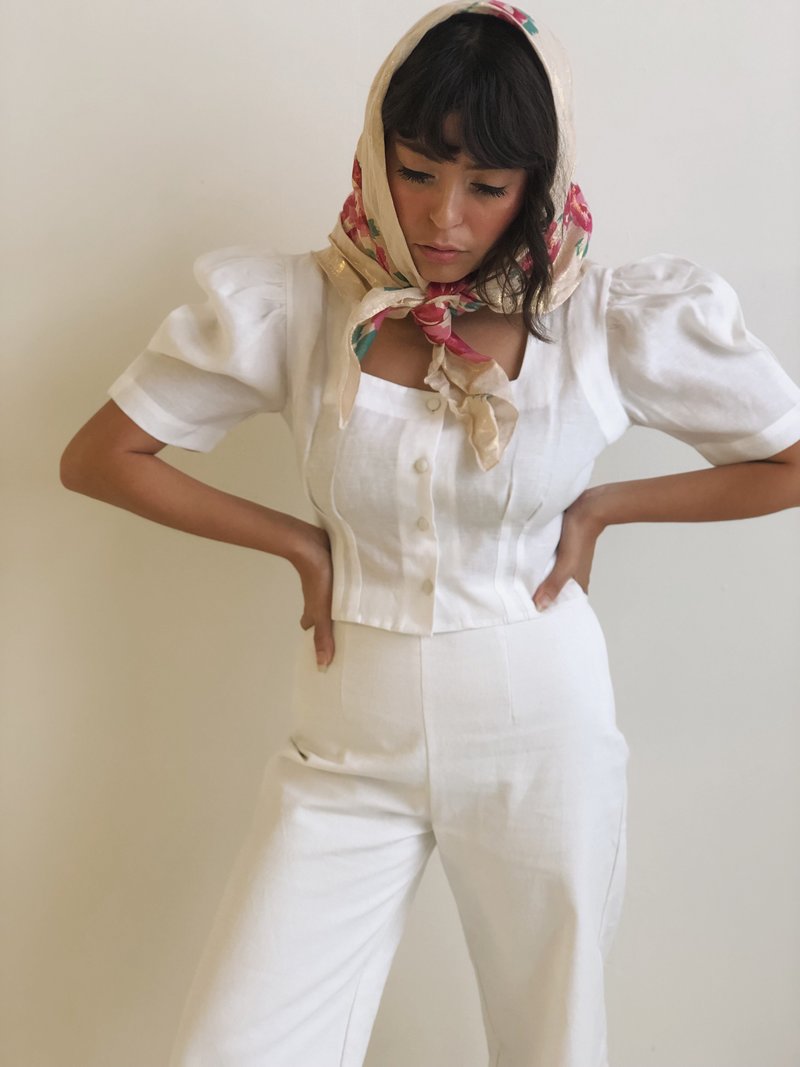 Hannah Kristina Metz Linen Harriet Blouse - White