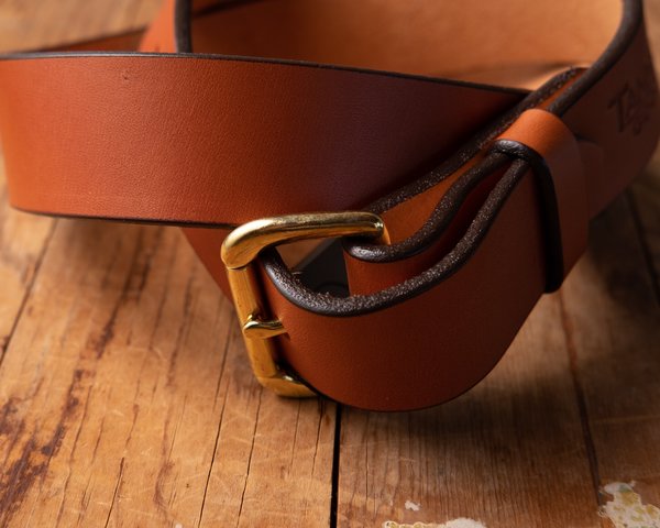 NEW TANNER GOODS men\'s standard belt in saddle tan/black hardware Skinny Standard Belt - Saddle Tan | Tanner Goods main image 3