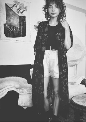 Berenik RAYON LONG SUMMER DRESS/COAT - printed black/rust Berenik RAYON LONG SUMMER DRESS/COAT - printed black/rust