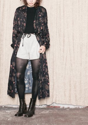 Berenik RAYON LONG SUMMER DRESS/COAT - printed black/rust Berenik RAYON LONG SUMMER DRESS/COAT - printed black/rust