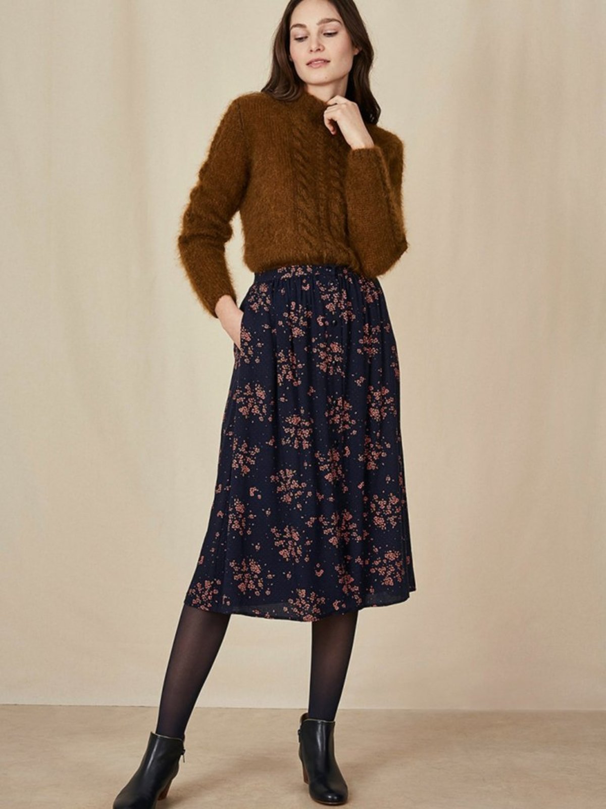Des Petits Hauts Vilma Midi Skirt - Marine - Image 1 of 4