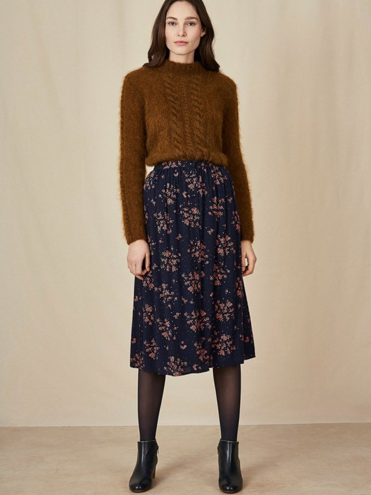 Des Petits Hauts Vilma Midi Skirt - Marine - Image 3 of 4