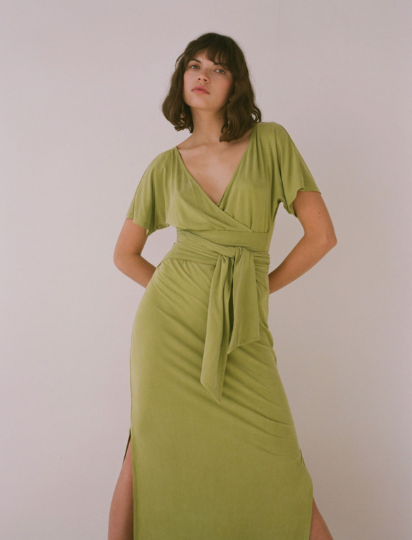 knitted v neck dress Signature Cashmere V-Neck Dress Black / XS main image 1