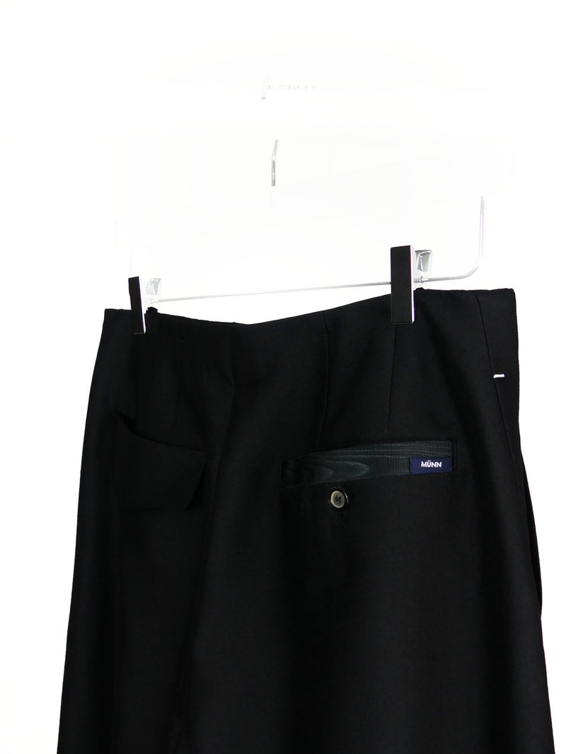 MNN WOOL SILK WIDE TROUSERS - BLACK
