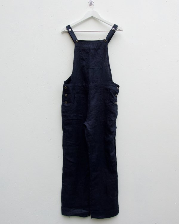 navy linen dungarees