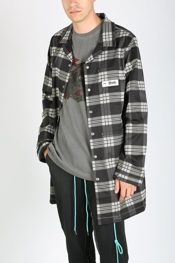 Puma x Rhude AOP Coat - Black/White Tartan | Garmentory