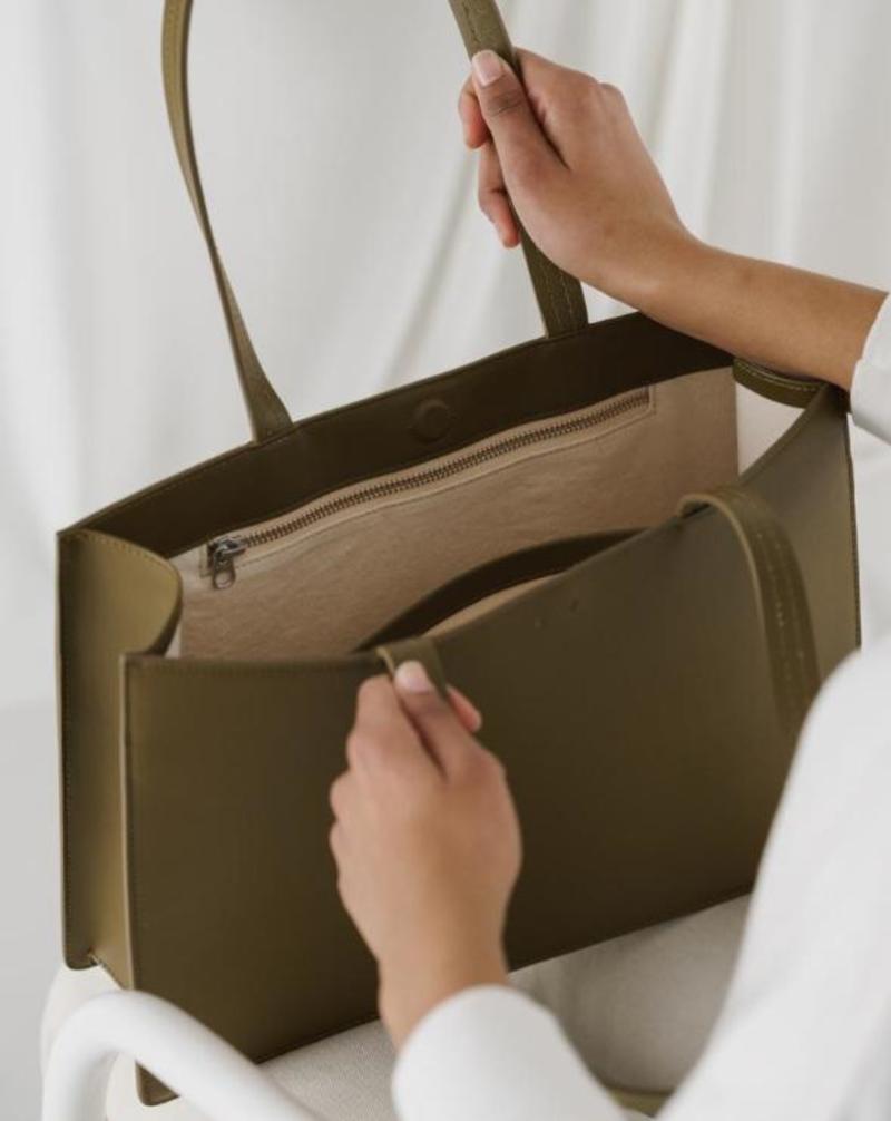 Baggu Large Leather Retail Tote Kelp Garmentory
