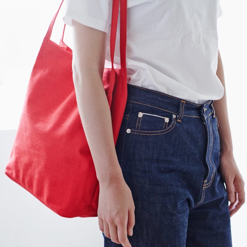 Poketo Minimal Linen Tote - Red