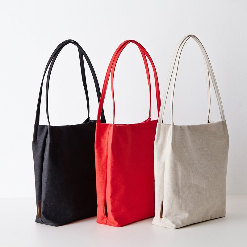 Poketo Minimal Linen Tote - Red