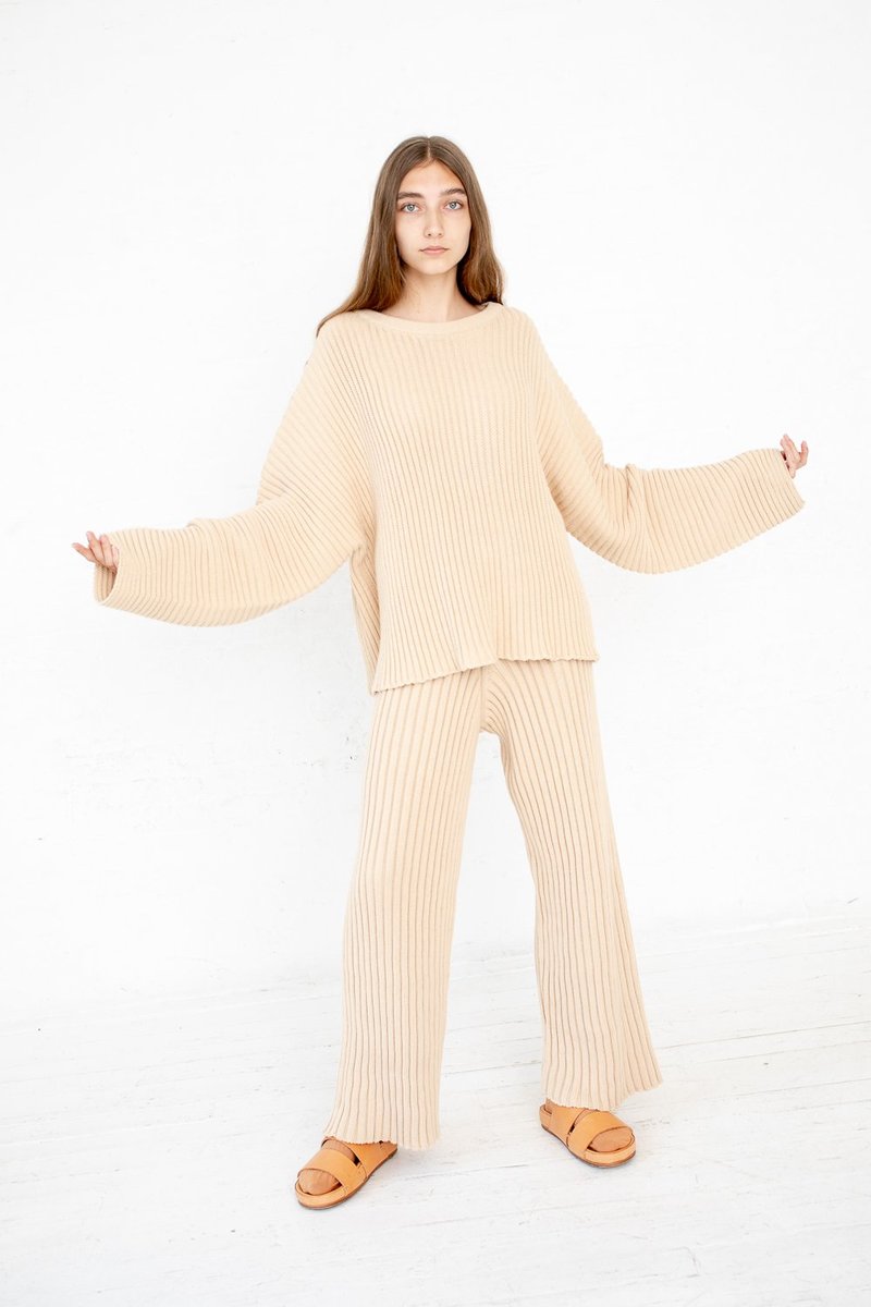 Baserange Maru Cotton Rib Pants - Corda Off White | Garmentory
