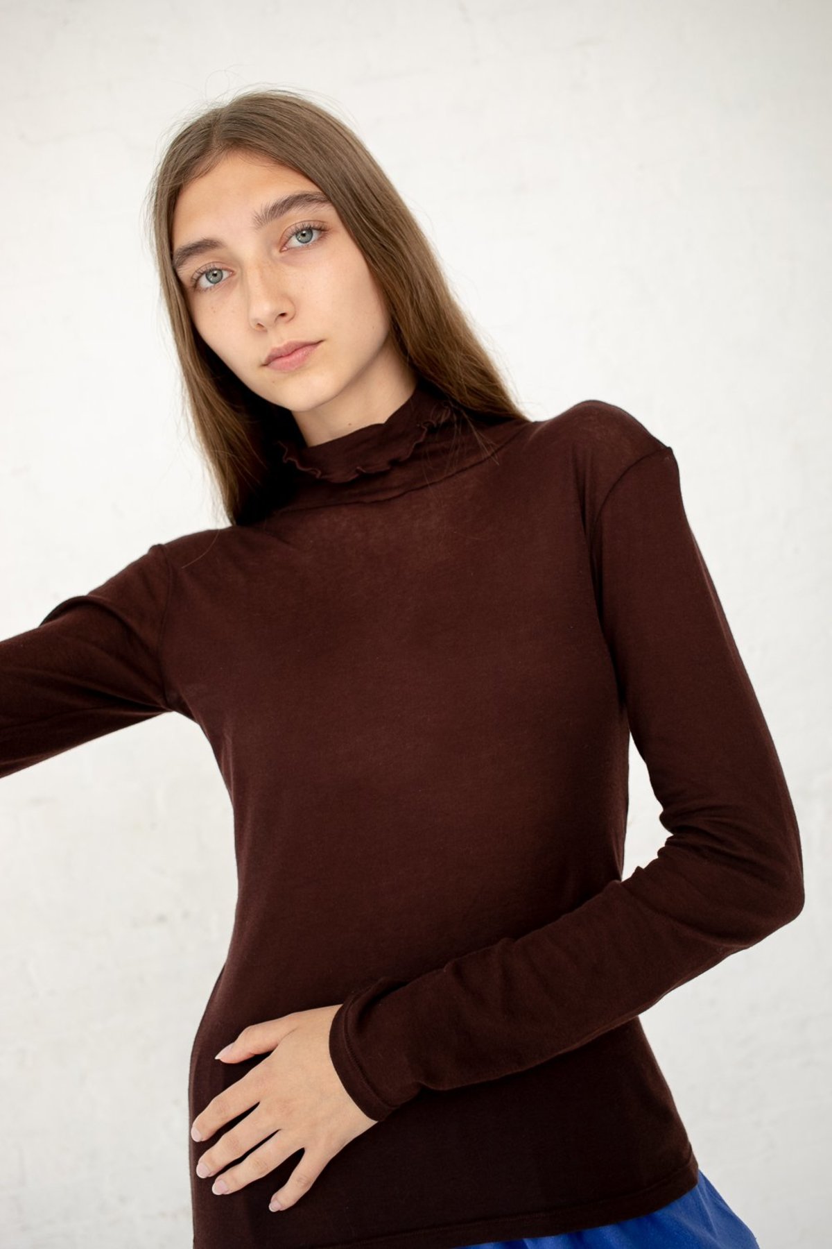 【BASERANGE】Puig Turtle Neck-Cotton Gaze Baserange Puig Cotton Gaze Turtleneck - Turnip Brown | Garmentory