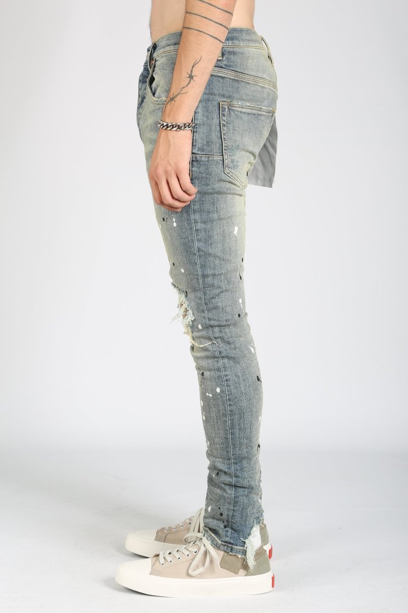 Purple Brand P002 Denim - Mid-Indigo Destroyed Paint