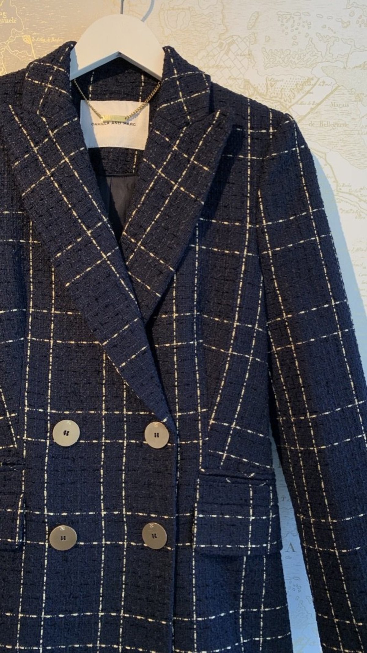 Camilla and Marc Dominique Double Breasted Check Blazer - Navy Blue - Image 2 of 4