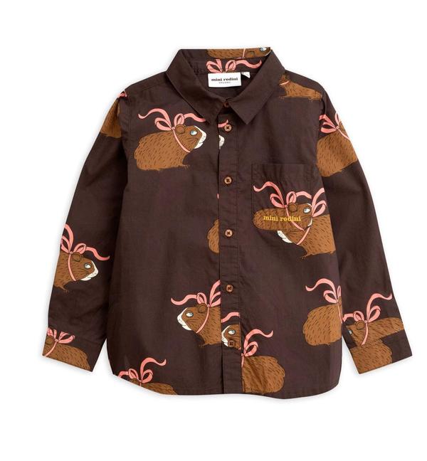 kids Mini Rodini Posh Guinea Pig Shirt - brown kids Mini Rodini Posh Guinea Pig Shirt - brown