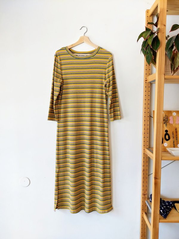 Rachel Antonoff Anita Midi Dress - Yellow/Green Stripe | Garmentory