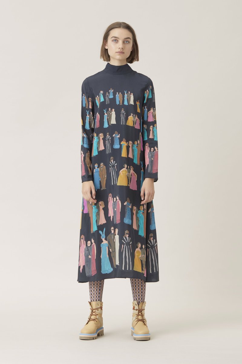 stine goya silk dress Stine Goya Multicolour Floral Print Silk Midi Dress Size S International