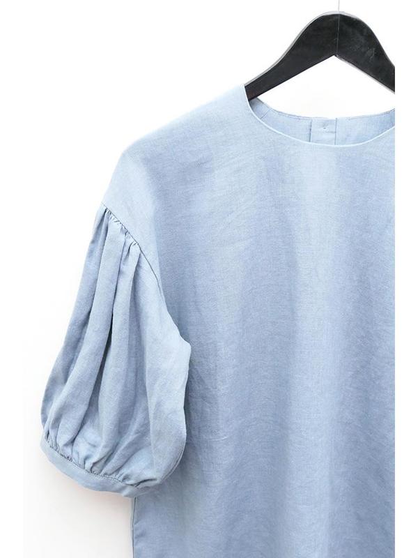 Cosmic Wonder Puff Sleeve Linen Shirt - Aqua Cosmic Wonder Puff Sleeve Linen Shirt - Aqua