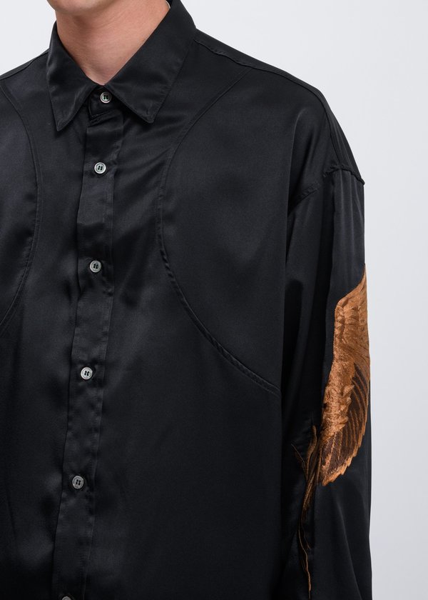 Christian Dada Feather Embroidery Shirt - Black | Garmentory