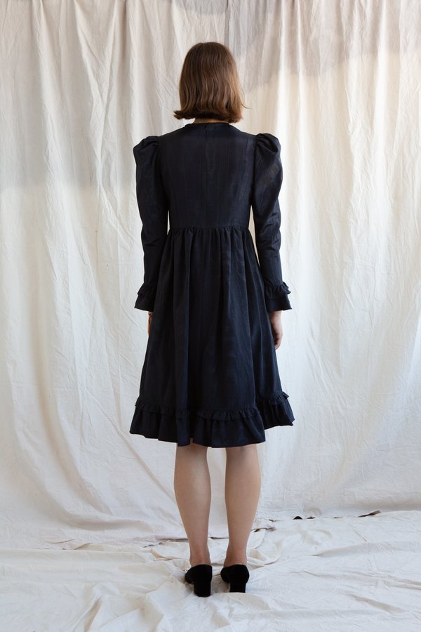 Batsheva Black Moire Dress