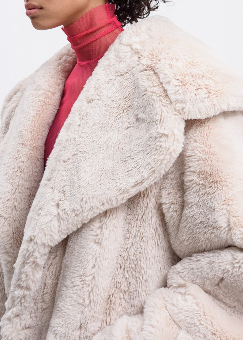 we11done Faux Fur Coat - Ivory 