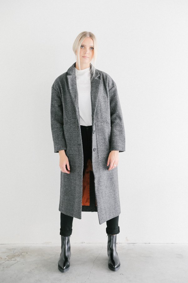 Neuw Harlem Tweed Coat - Grey Tweed