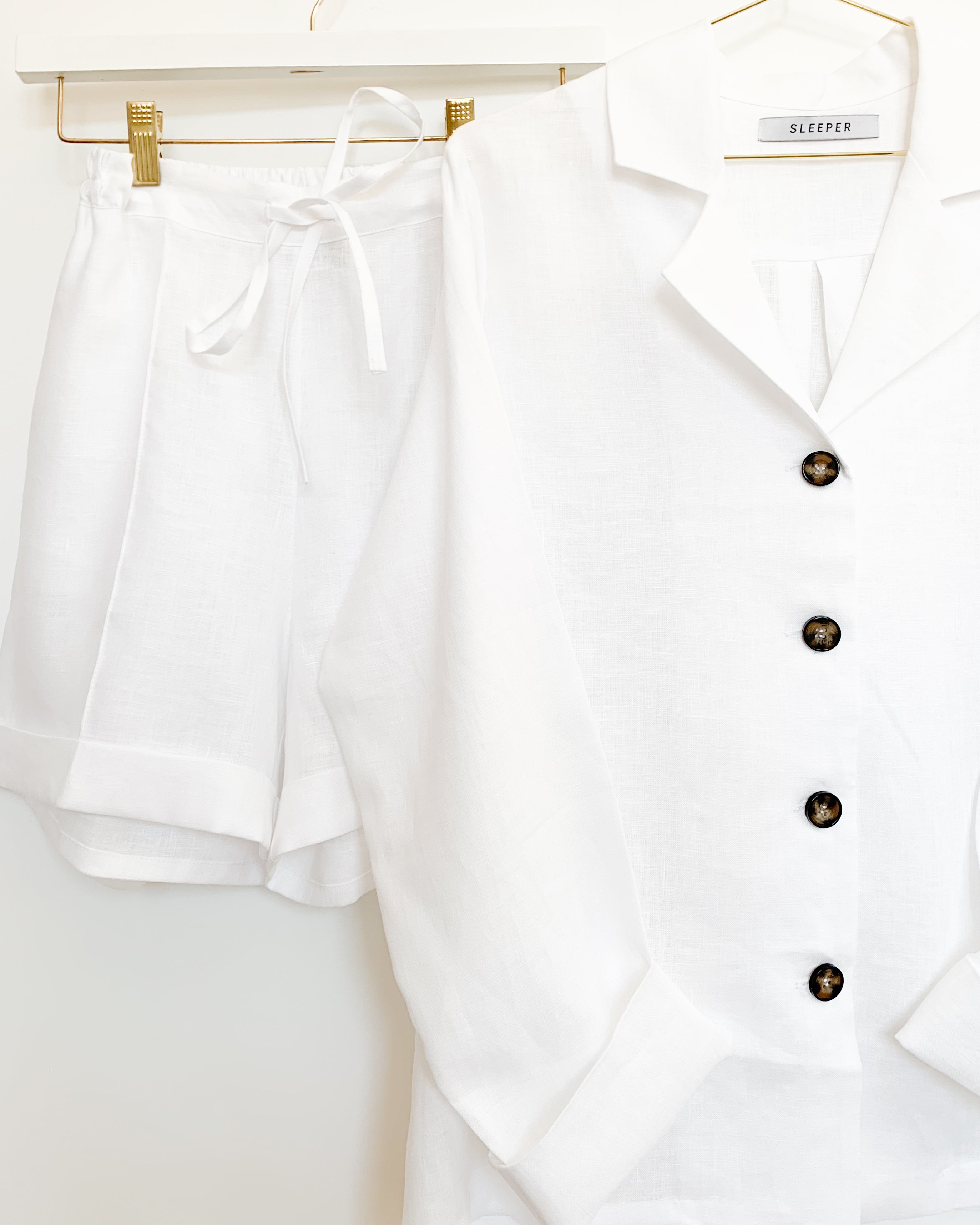 Sleeper Linen Pajama Set with Shorts White Garmentory