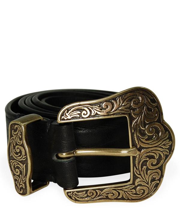 Post & Co Vintage Leather With Gold Buckle Belt - Black  display picture 3