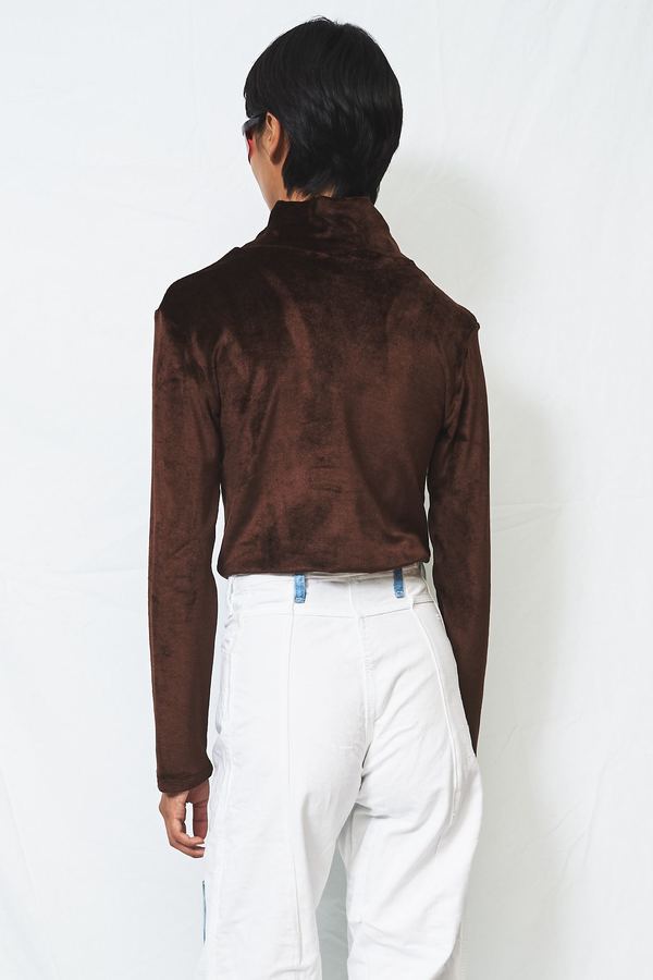 Baserange Shiny Velour Duo Turtleneck - Brown Baserange Shiny Velour Duo Turtleneck - Brown
