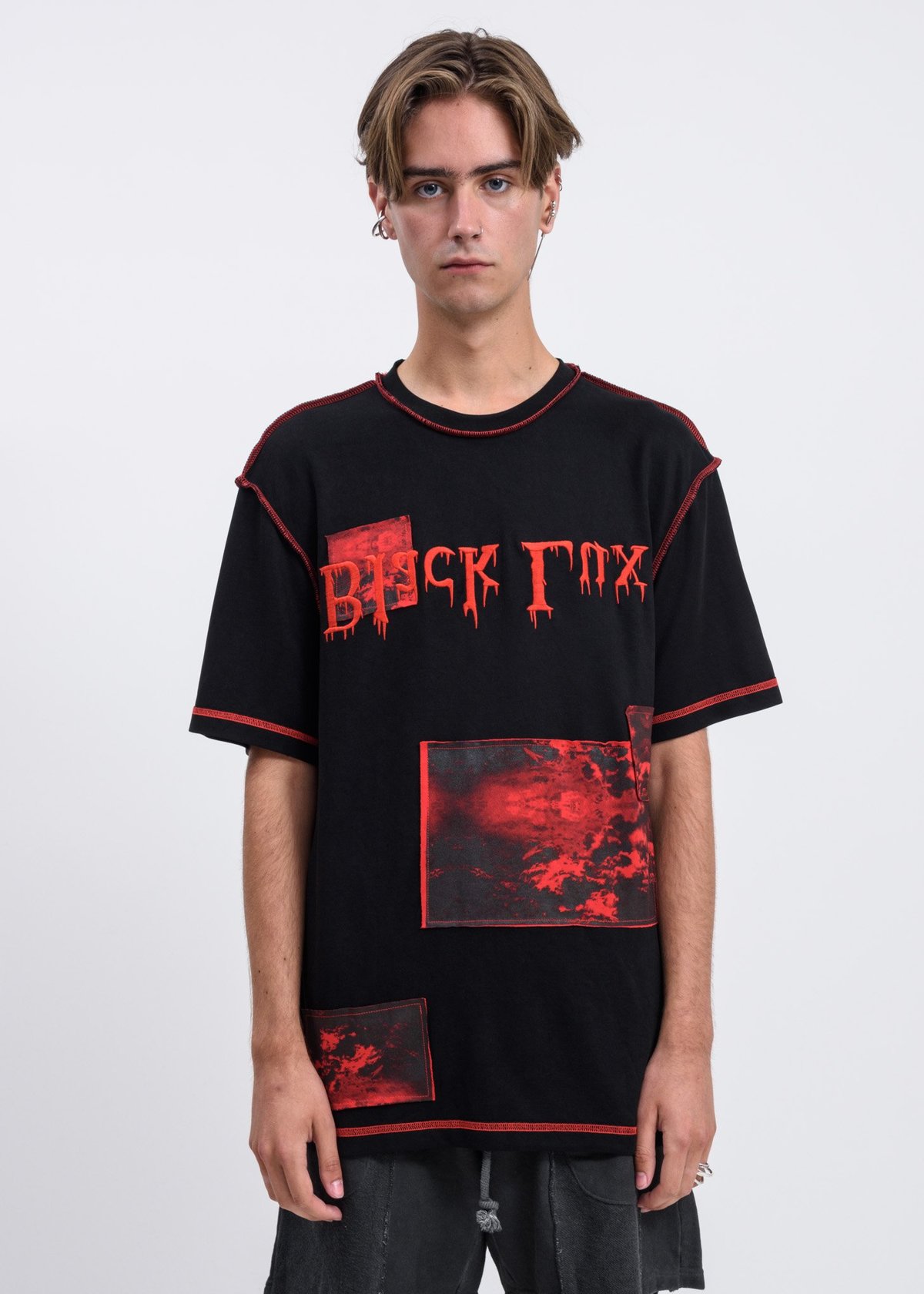 Black Lux Contrast Stitch T-Shirt - Black | Garmentory