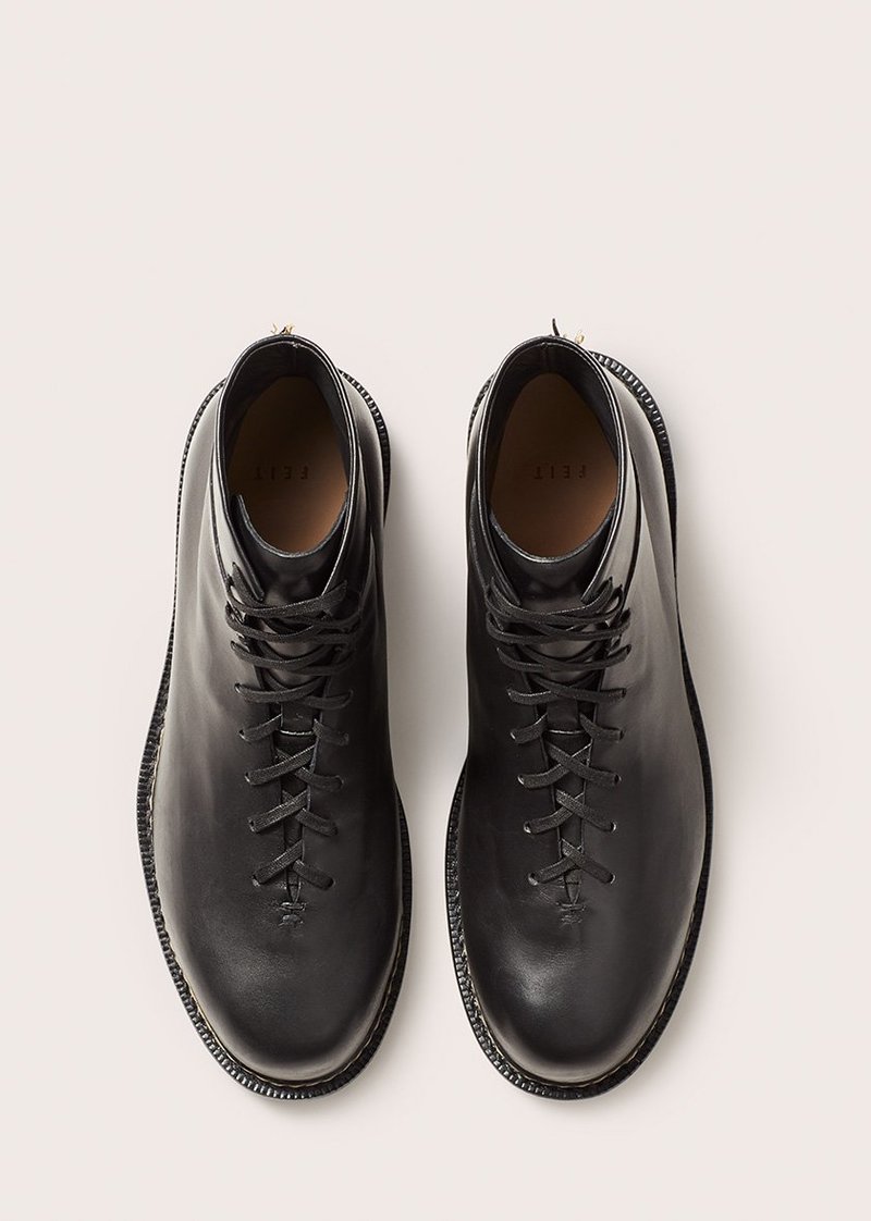 Feit Braided Ankle Boot Chukka Black Leather Crepe Sole Hand Stitched 9.5 41 Feit Braided Lace Up Boot - Black | Garmentory main image 3