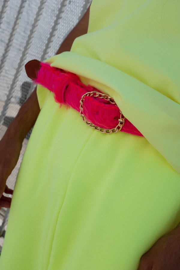 Martine Rose Furry Leather Belt - Pink | Garmentory