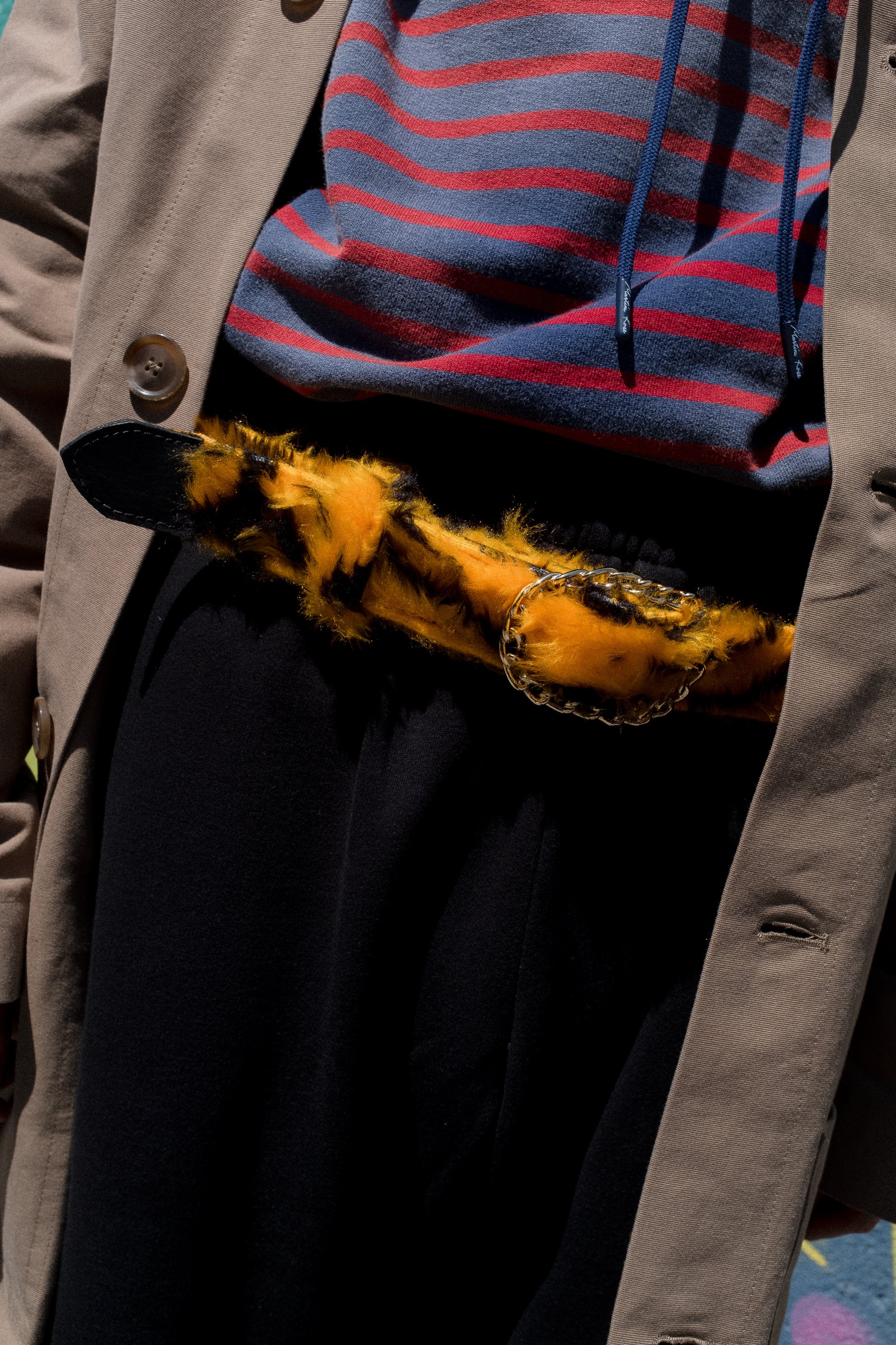 Martine Rose Furry Leather Belt - Tiger | Garmentory