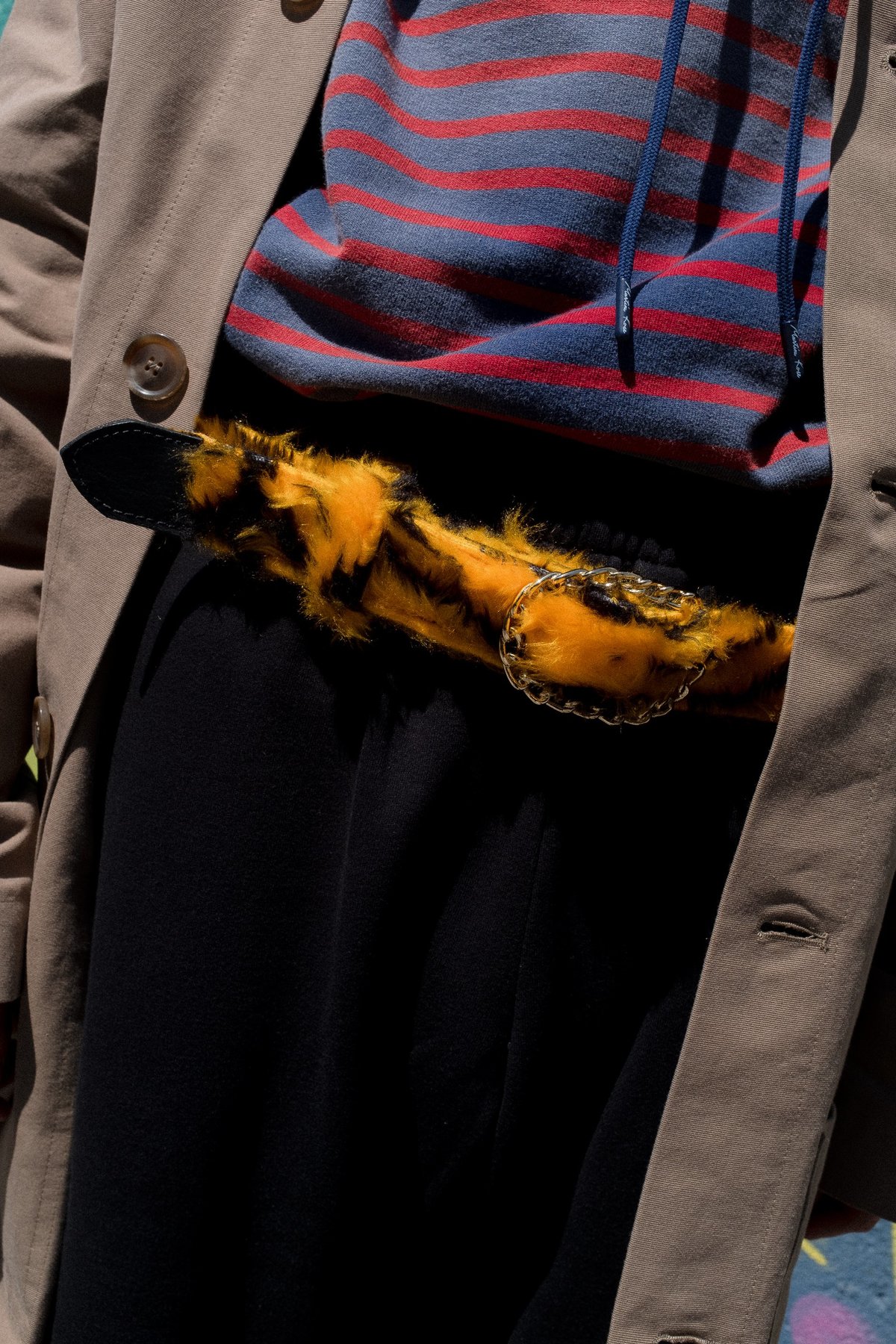 Martine Rose Furry Leather Belt - Tiger | Garmentory