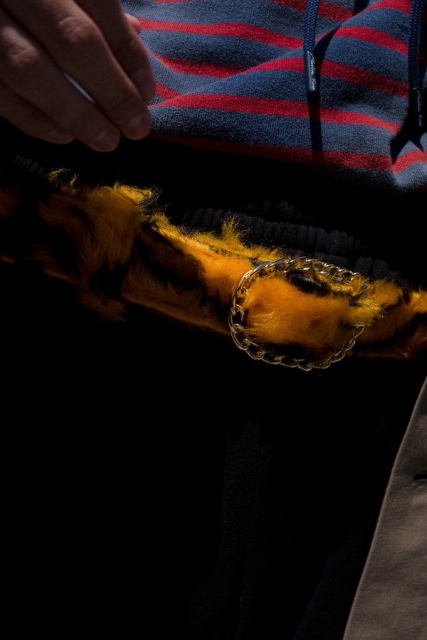 Martine Rose Furry Leather Belt - Tiger | Garmentory