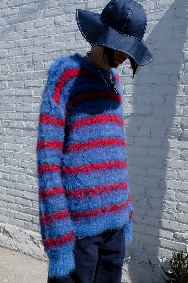 Marni Reversible Brim Bucket Hat - Navy Wide | Garmentory display picture 1