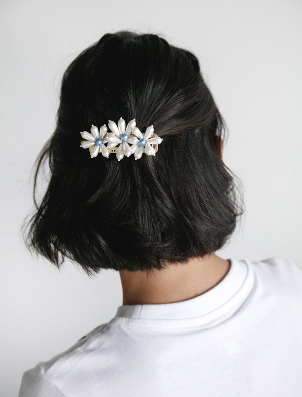 Shrimps Ina Flower Beaded Barrette - cream/blue Shrimps Ina Flower Beaded Barrette - cream/blue