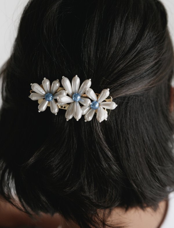Shrimps Ina Flower Beaded Barrette - cream/blue Shrimps Ina Flower Beaded Barrette - cream/blue