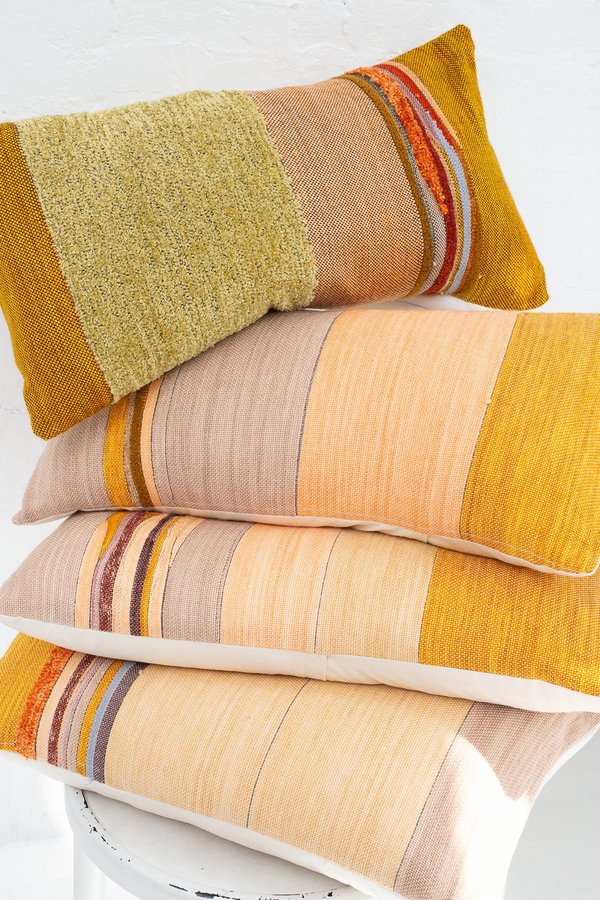 Jess Feury Lumbar Pillow - Ochre/Peach/Gold Chenille Jess Feury Lumbar Pillow - Ochre/Peach/Gold Chenille