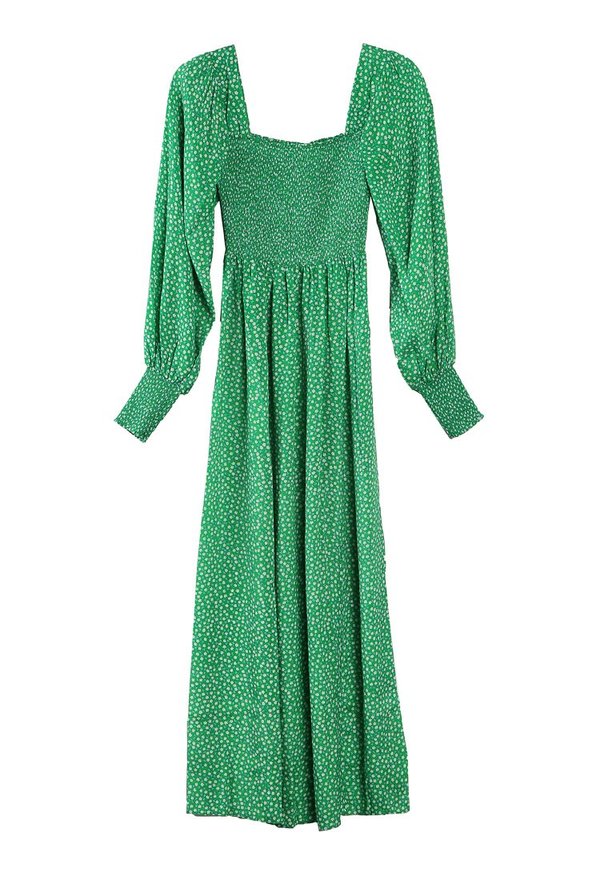 RIXO LONDON Marianne Smocked Micro Floral Dress - Green