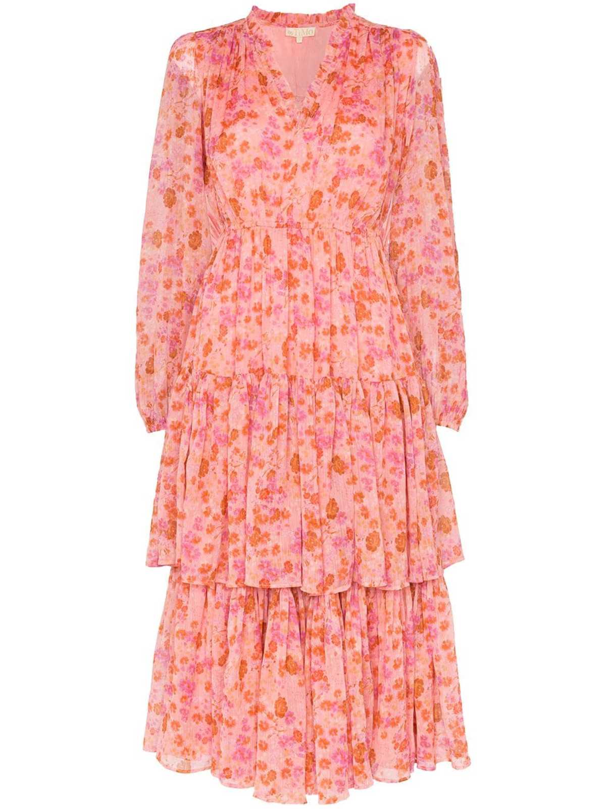 bytimo chiffon dress ByTiMo Multicolor Floral Print Smocked Chiffon V-Neck Mini Dress Size M NWT