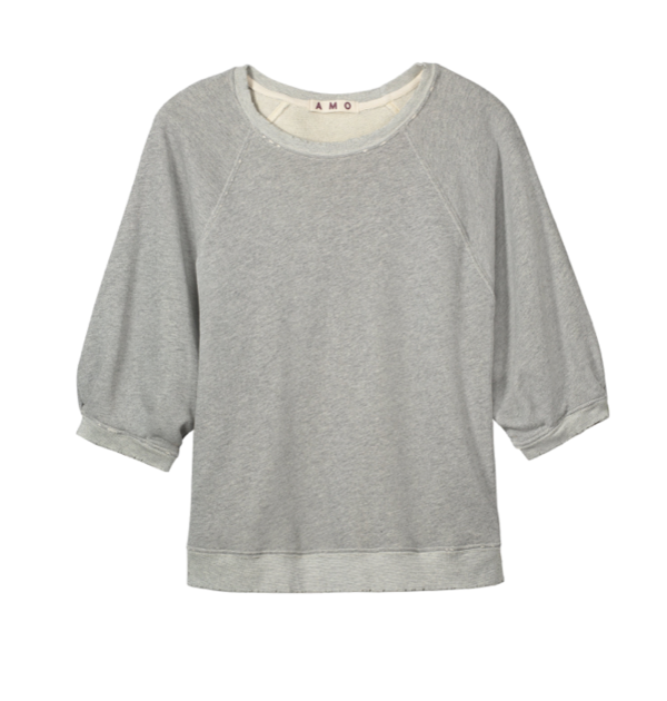 AMO Denim puff sleeve sweatshirt heather grey Garmentory