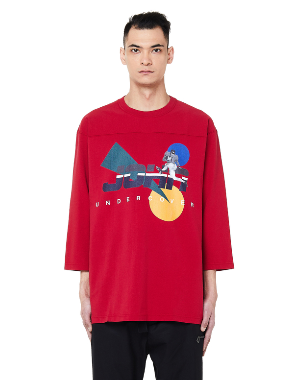 JohnUNDERCOVER Printed Cotton Long Sleeve T-Shirt Red Garmentory
